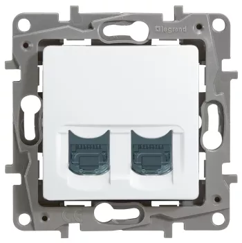 Розетка компьютерная двойная Legrand Etika UTP RJ45 Cat.6, белый