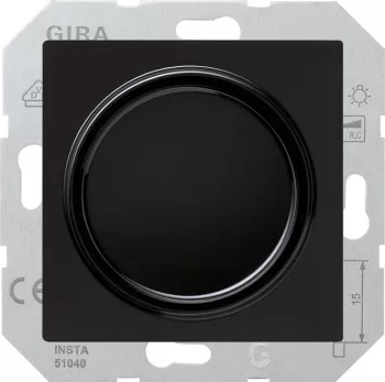 Светорегулятор поворотно-нажимной Gira S-Color для ламп накаливания 230в, электронных и обмоточных трансформаторов 12в, без нейтрали, черный