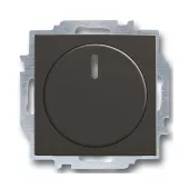 Светорегулятор поворотно-нажимной ABB Basic55 для ламп накаливания 230в и галогеновых ламп 220в, без нейтрали, chateau-черный