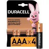 Батарейка алкалиновая AAA LR03/MN2400 Basic 1.5v (блистер  4 шт.) Duracell