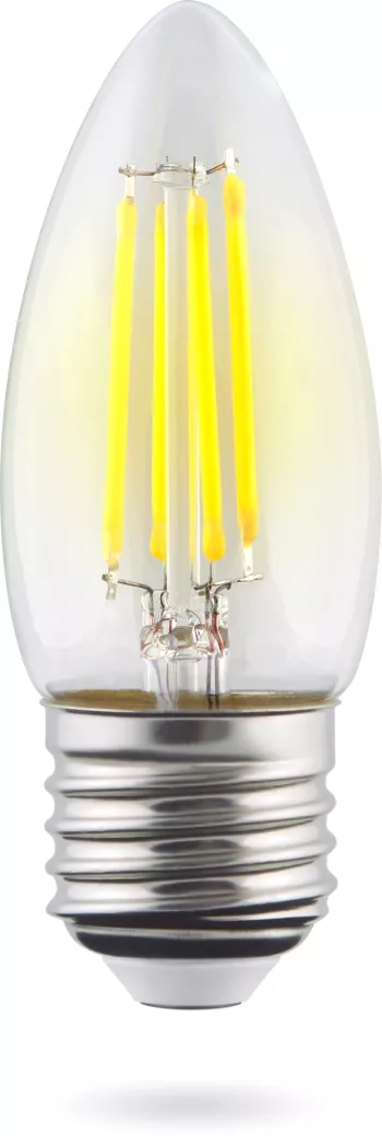 Voltega CRYSTAL Лампа светодиодная свеча прозр. 6W Е27 2800К 35х92mm филаменты