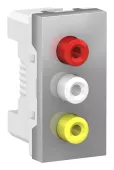 Розетка мультимедийная Audio RCA тюльпан тройной разъём Schneider Electric Unica Modular, алюминий