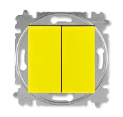 ABB Levit жёлтый / дымчатый чёрный Выключатель 2-х клавишный простой