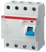 Устройство защитного отключения (УЗО) ABB F200, 4 полюса, 100A, 30 mA, тип A, электро-механическое, ширина 4 DIN-модуля