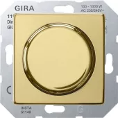 Светорегулятор поворотно-нажимной Gira ClassiX для ламп накаливания 230в и галогеновых ламп 220в, без нейтрали, латунь