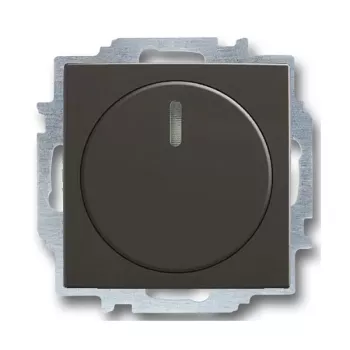 Светорегулятор поворотно-нажимной ABB Basic55 для ламп накаливания 230в и галогеновых ламп 220в, без нейтрали, chateau-черный
