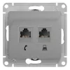 SE GLOSSA РОЗЕТКА двойная RJ11+RJ45, кат.5E, АЛЮМИНИЙ