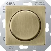 Светорегулятор поворотно-нажимной Gira ClassiX для ламп накаливания 230в, электронных и обмоточных трансформаторов 12в, без нейтрали, бронза