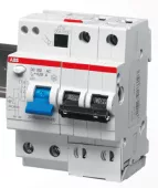 Автоматический выключатель дифференциального тока (АВДТ) ABB DS202, 50A, 30mA, тип A, кривая отключения B, 2 полюса, 6kA, электро-механического типа, ширина 4 модуля DIN