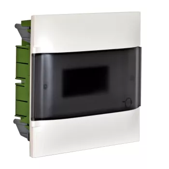 Пластиковый щиток на 12 модулей Legrand Practibox S для встраиваемого монтажа в полые стены, цвет двери дымчатый