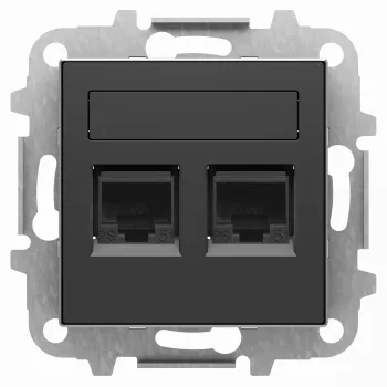 Розетка телефонная двойная ABB Sky RJ45, черный бархат