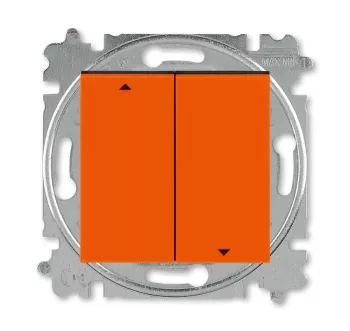 ABB Levit оранжевый / дымчатый чёрный Выключатель жалюзи 2-х клавишный с фиксацией