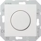 Светорегулятор поворотный Gira F100 для ламп накаливания 230в и галогеновых ламп 220в, без нейтрали, белый глянцевый