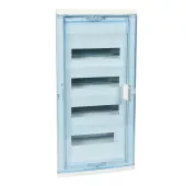 Бокс на 48 модулей встроенный (4х12м), белый/синяя полупрозрачная дверь из пластика