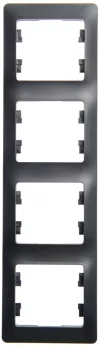 Рамка Schneider Electric Glossa на 4 поста, вертикальная, антрацит