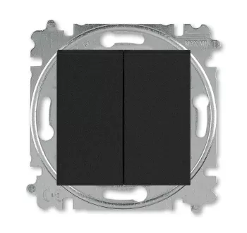 ABB Levit антрацит / дымчатый чёрный Выключатель 2-х клавишный комбинир. (перекл. + кнопка 1но+1нз)