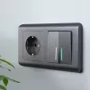 Werkel графит рифленый Розетка 220v с заземлением и шторками. W1171104