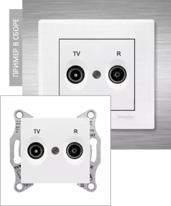 Розетка телевизионная проходная Schneider Electric Sedna 2-й разъем, белый