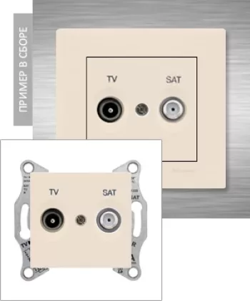 Розетка телевизионная оконечная Schneider Electric Sedna 2-й разъем, бежевый