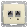 SE GLOSSA РОЗЕТКА двойная RJ11+RJ45, кат.5E, БЕЖЕВЫЙ