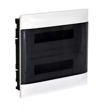 Пластиковый щиток на 36 модулей (2х18) Legrand Practibox S для встраиваемого монтажа в полые стены, цвет двери дымчатый