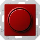 Светорегулятор поворотный Gira S-Color для ламп накаливания 230в и галогеновых ламп 220в, без нейтрали, красный